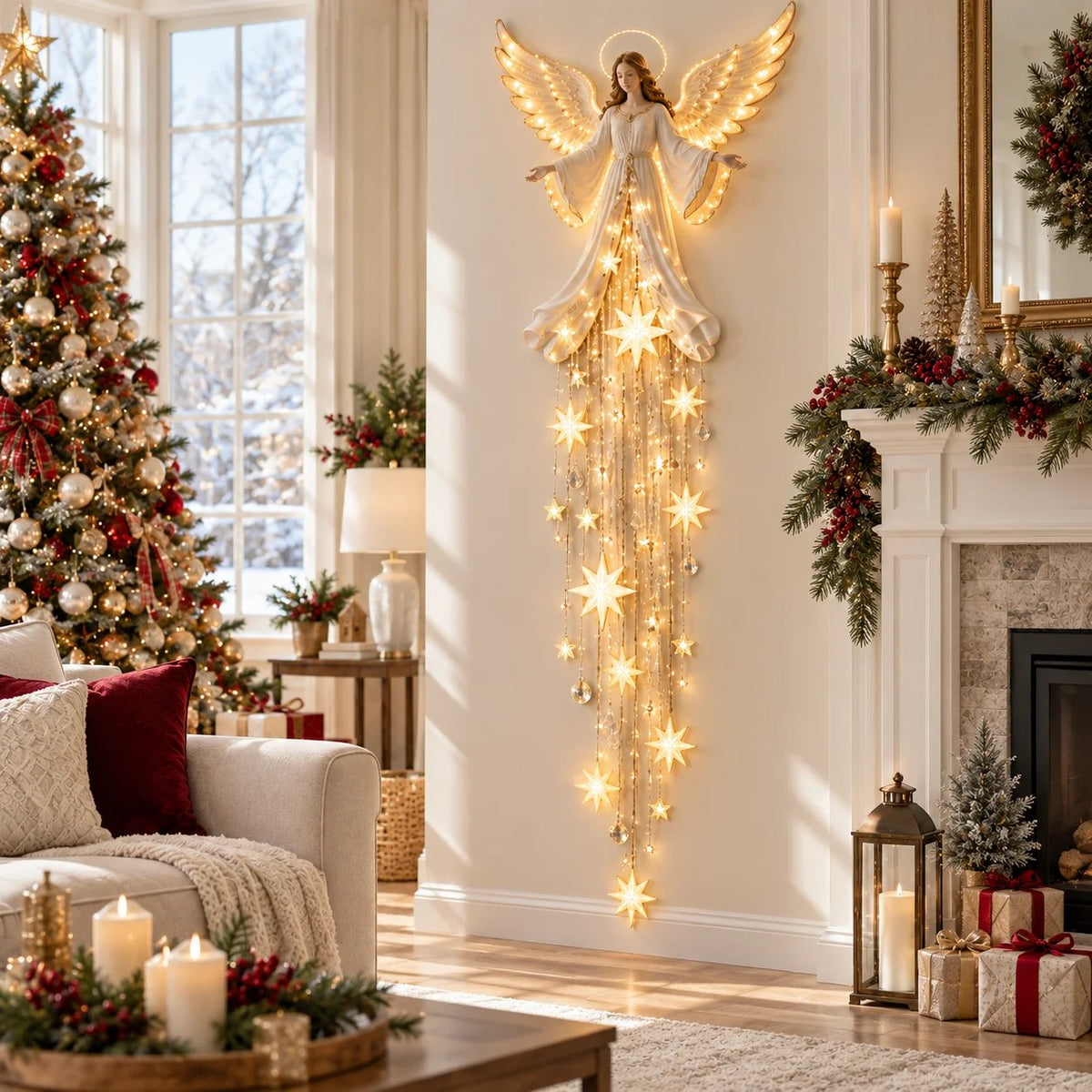 🔥Christmas Early Bird Special 69% OFF✨ Angel Blessing Starfall Wall Light – Heavenly Christmas Wall Decor