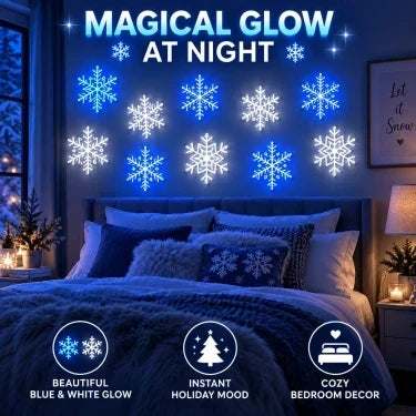 ❄️ 12PCS LED Snowflake Wall Lights – Peel & Stick Winter Wonderland Christmas Decor🎄