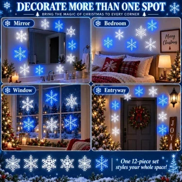 ❄️ 12PCS LED Snowflake Wall Lights – Peel & Stick Winter Wonderland Christmas Decor🎄
