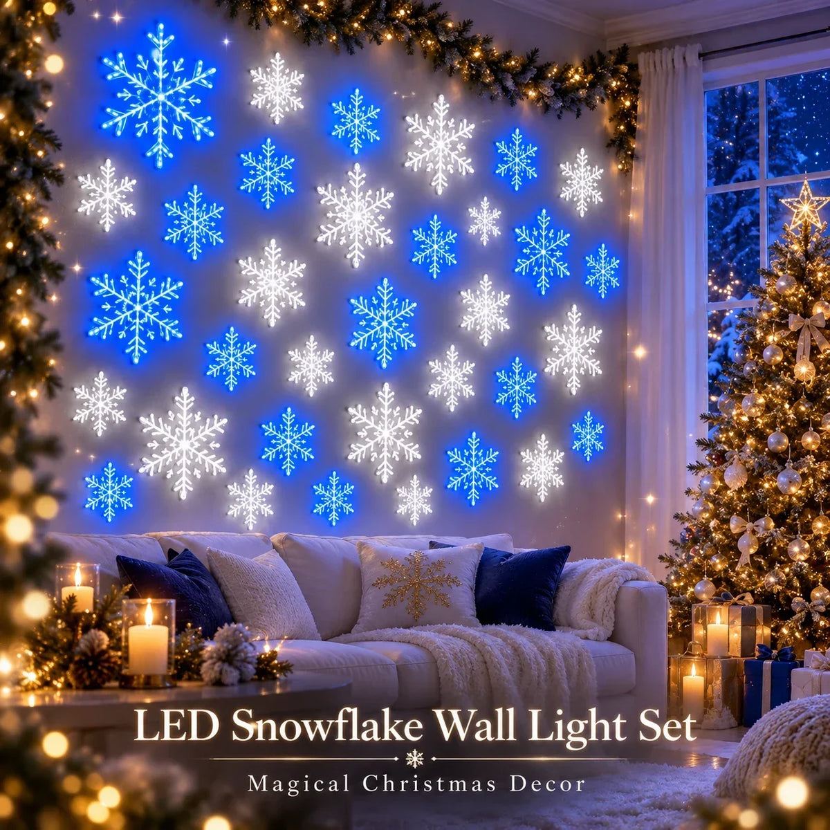 ❄️ 24PCS LED Snowflake Wall Lights