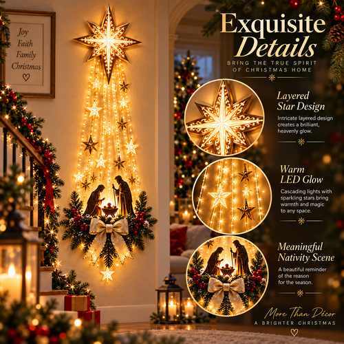 ✨Christmas Early Bird Special 69% OFF✨✝️ Bethlehem Star of Faith – Lighted Nativity Wall Decor