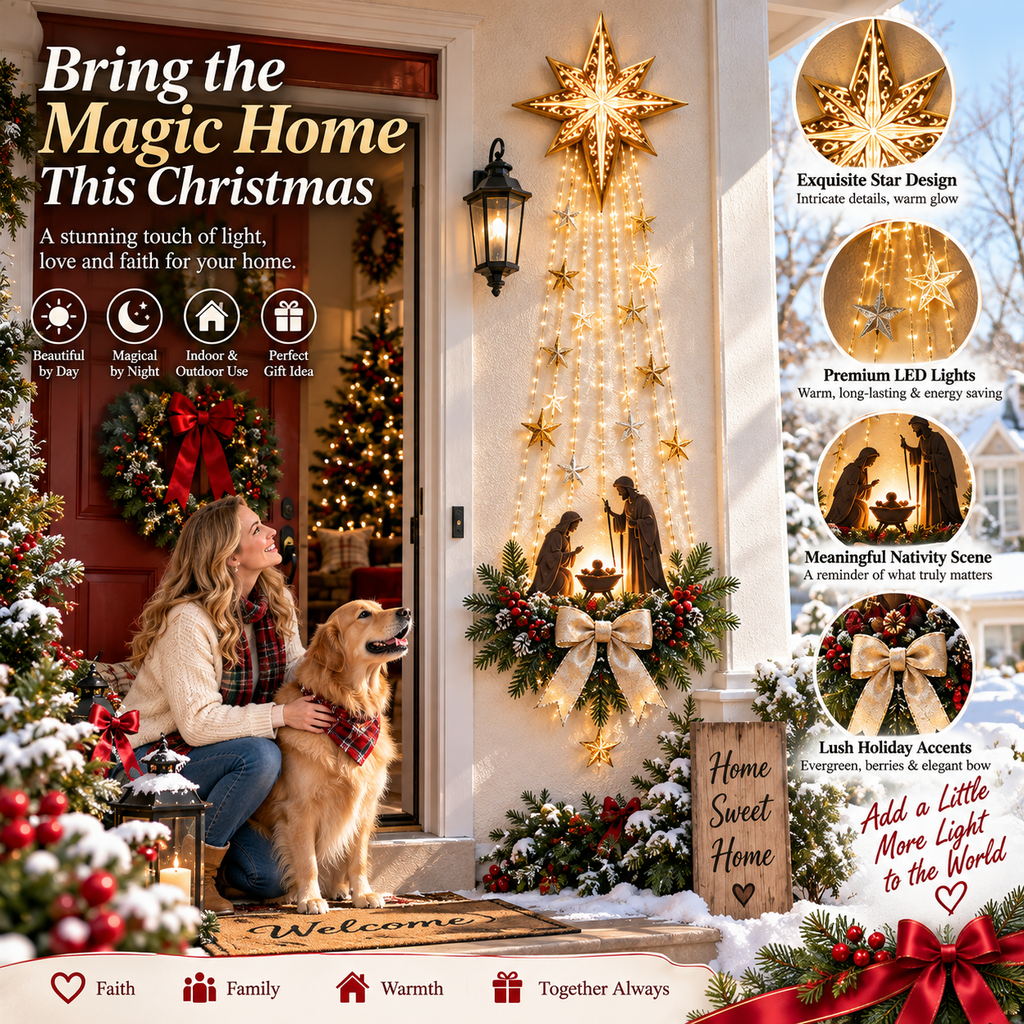 ✨Christmas Early Bird Special 69% OFF✨✝️ Bethlehem Star of Faith – Lighted Nativity Wall Decor