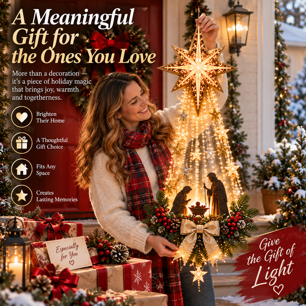 ✨Christmas Early Bird Special 69% OFF✨✝️ Bethlehem Star of Faith – Lighted Nativity Wall Decor