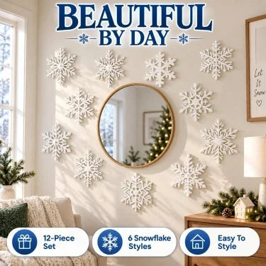 ❄️ 12PCS LED Snowflake Wall Lights – Peel & Stick Winter Wonderland Christmas Decor🎄
