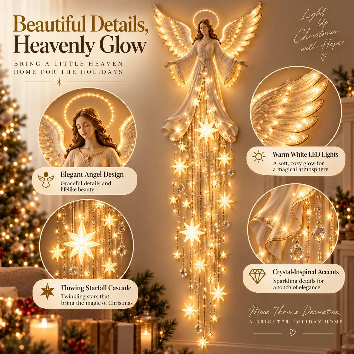 🔥Christmas Early Bird Special 69% OFF✨ Angel Blessing Starfall Wall Light – Heavenly Christmas Wall Decor